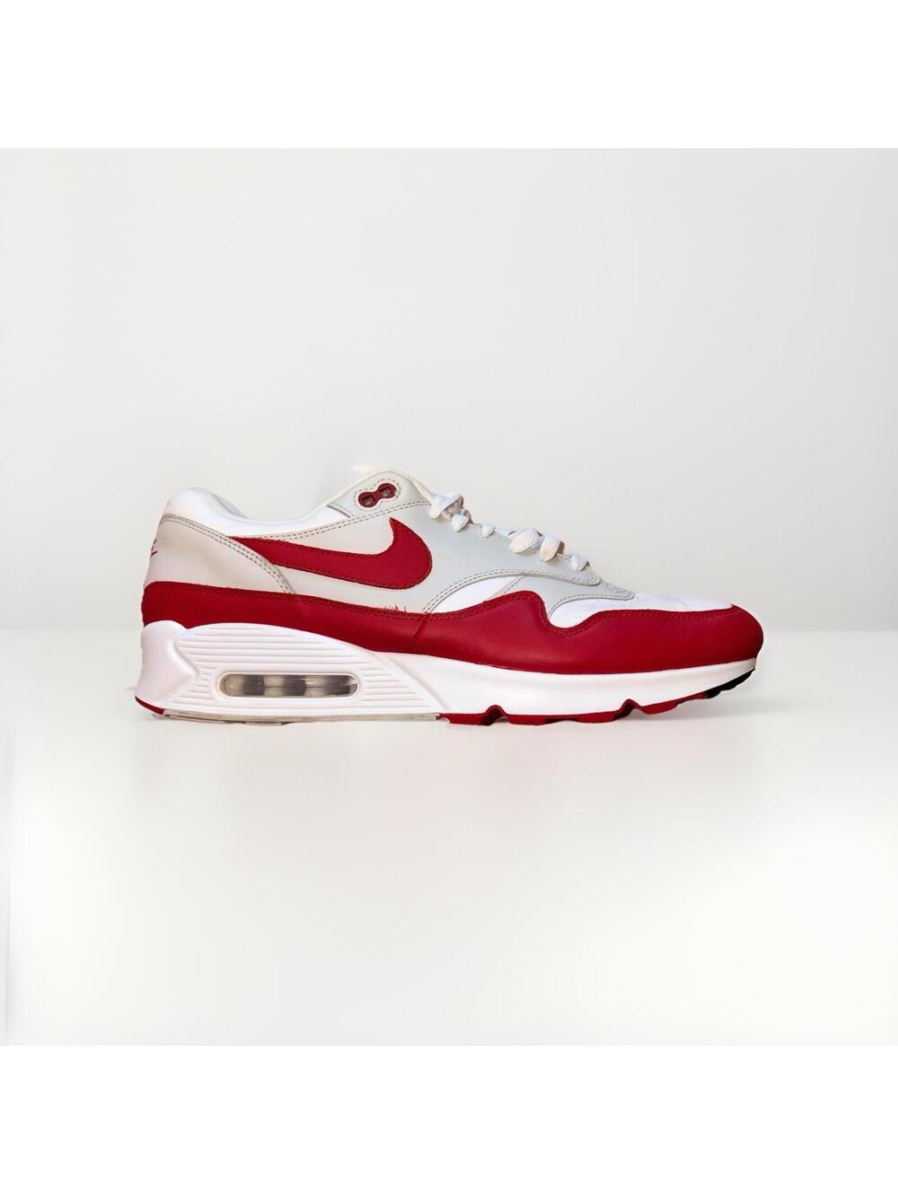 Nike Air Max 90/1 University Red White Leather Shoes Mens Size 12